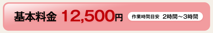 基本料金12,500円 作業時間目安 2時間〜3時間